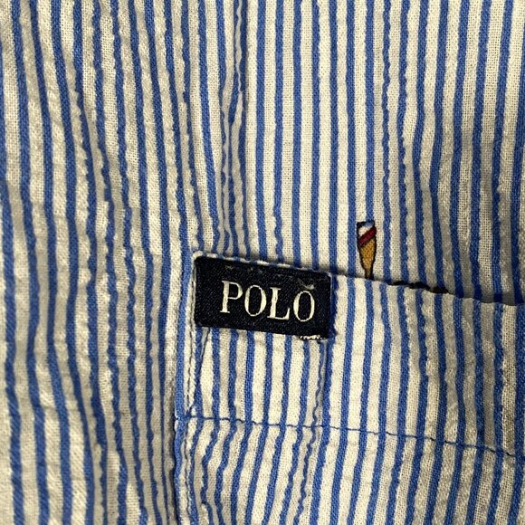 Polo Ralph Lauren Sleepwear Sailor Bear Striped Button Down Size Large - Picture 3 of 8